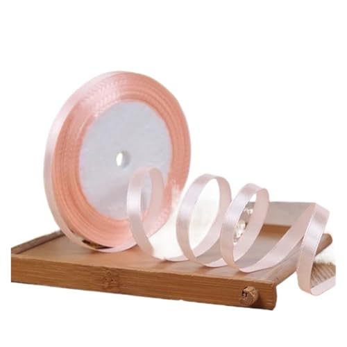 KJBDQQH Schleife 100 Yards 6 mm Seidensatinbänder for Basteln, Schleifen, handgefertigte Wickelpartys, Weihnachten, Hochzeit, dekorative künstliche Accessoires(Champagne) von KJBDQQH