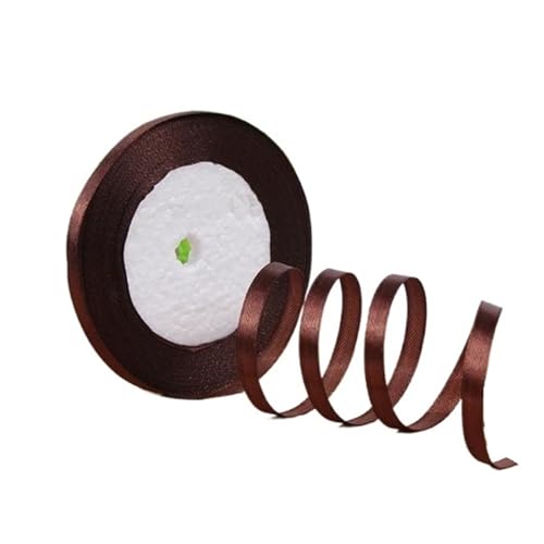 KJBDQQH Schleife 100 Yards 6 mm Seidensatinbänder for Basteln, Schleifen, handgefertigte Wickelpartys, Weihnachten, Hochzeit, dekorative künstliche Accessoires(Dark Coffee) von KJBDQQH