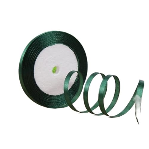 KJBDQQH Schleife 100 Yards 6 mm Seidensatinbänder for Basteln, Schleifen, handgefertigte Wickelpartys, Weihnachten, Hochzeit, dekorative künstliche Accessoires(Dark Green) von KJBDQQH