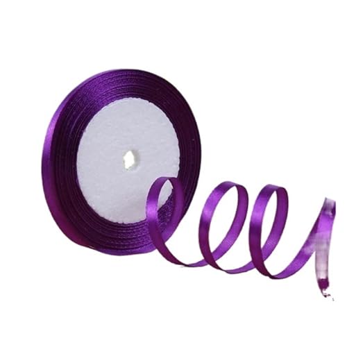 KJBDQQH Schleife 100 Yards 6 mm Seidensatinbänder for Basteln, Schleifen, handgefertigte Wickelpartys, Weihnachten, Hochzeit, dekorative künstliche Accessoires(Dark Purple) von KJBDQQH