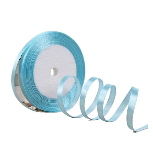 KJBDQQH Schleife 100 Yards 6 mm Seidensatinbänder for Basteln, Schleifen, handgefertigte Wickelpartys, Weihnachten, Hochzeit, dekorative künstliche Accessoires(Lake Blue) von KJBDQQH