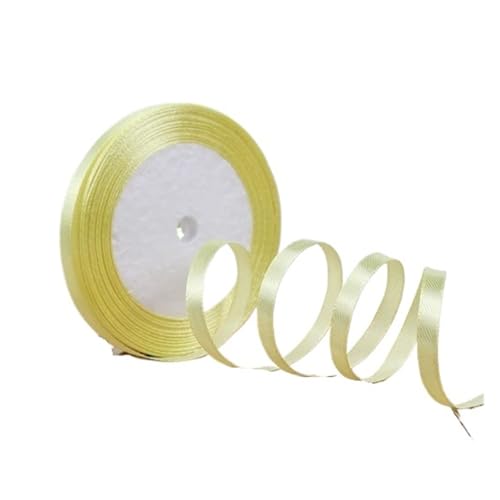 KJBDQQH Schleife 100 Yards 6 mm Seidensatinbänder for Basteln, Schleifen, handgefertigte Wickelpartys, Weihnachten, Hochzeit, dekorative künstliche Accessoires(Light Yellow) von KJBDQQH