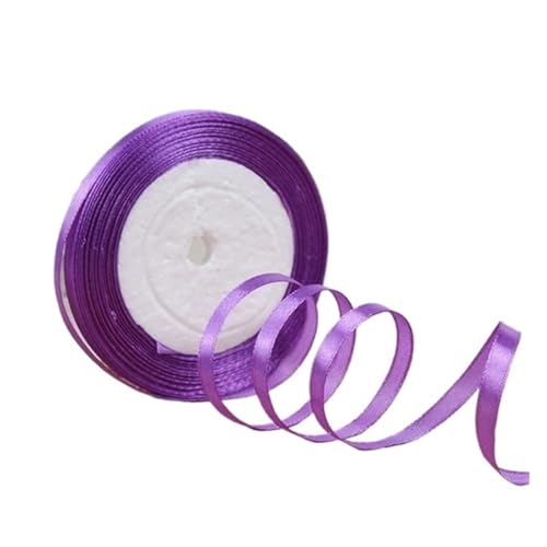 KJBDQQH Schleife 100 Yards 6 mm Seidensatinbänder for Basteln, Schleifen, handgefertigte Wickelpartys, Weihnachten, Hochzeit, dekorative künstliche Accessoires(Purple) von KJBDQQH