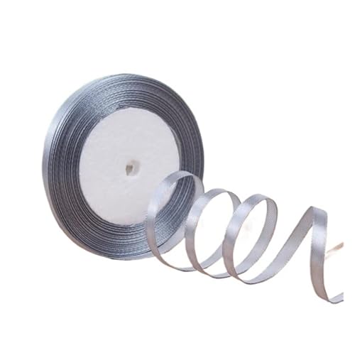 KJBDQQH Schleife 100 Yards 6 mm Seidensatinbänder for Basteln, Schleifen, handgefertigte Wickelpartys, Weihnachten, Hochzeit, dekorative künstliche Accessoires(Sliver) von KJBDQQH