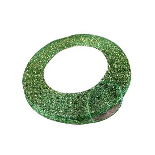 KJBDQQH Schleife 100 Yards 6 mm Silber Gold Glitzer Seidensatinband Party Zuhause Hochzeit Dekoration Verpackung Weihnachten Halloween DIY Material(Green) von KJBDQQH