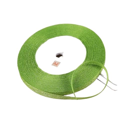 KJBDQQH Schleife 100 Yards 6 mm Silber Gold Glitzer Seidensatinband Party Zuhause Hochzeit Dekoration Verpackung Weihnachten Halloween DIY Material(Green2) von KJBDQQH