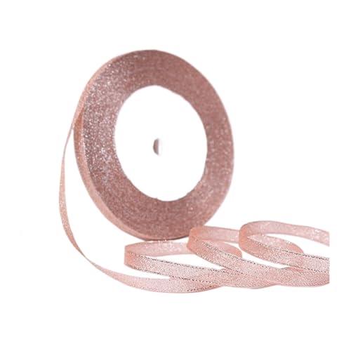 KJBDQQH Schleife 100 Yards 6 mm Silber Gold Glitzer Seidensatinband Party Zuhause Hochzeit Dekoration Verpackung Weihnachten Halloween DIY Material(Pink Silver) von KJBDQQH