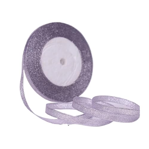 KJBDQQH Schleife 100 Yards 6 mm Silber Gold Glitzer Seidensatinband Party Zuhause Hochzeit Dekoration Verpackung Weihnachten Halloween DIY Material(Purple Silver) von KJBDQQH