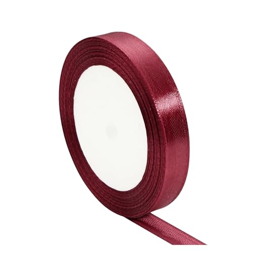 KJBDQQH Schleife 100 Yards weinrotes einseitiges Satinband for Einwickeln von weihnachtlichem Nähstoffband(12mm) von KJBDQQH