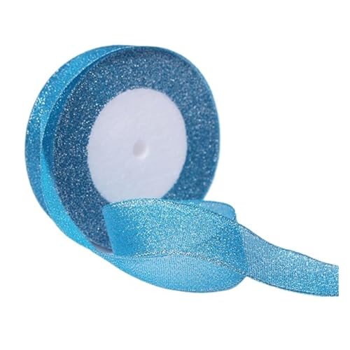 KJBDQQH Schleife 100yard 25MM Glitter Farbe Band Weihnachten Hochzeit Decor Kuchen Candy Box Verpackung Wrap Materialien DIY Zubehör(Peacock Blue) von KJBDQQH
