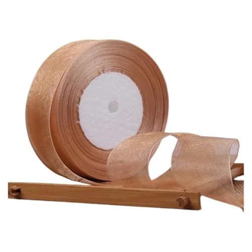 KJBDQQH Schleife 12/15/20/25/40/50 mm (100 Yards) Organza-Fleckenband, DIY-Handwerk, Hochzeit, for Party-Dekoration, Kuchenschleife, Verpackungsband(Khaki,12mm Organza Ribbon) von KJBDQQH
