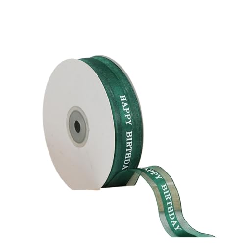 KJBDQQH Schleife 2,5 cm 100 Yards „Happy Birthday“ durchsichtiges Organzaband for Kuchenschachteln, Verpackung, Blumen, dekorative Schleife, DIY-Dekoration, Hochzeit(Color10) von KJBDQQH