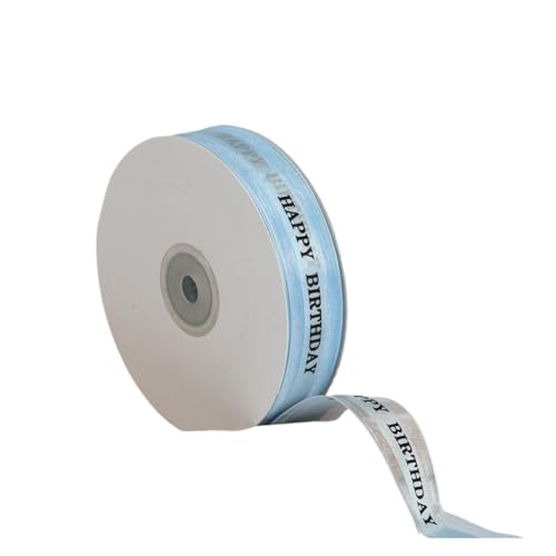 KJBDQQH Schleife 2,5 cm 100 Yards „Happy Birthday“ durchsichtiges Organzaband for Kuchenschachteln, Verpackung, Blumen, dekorative Schleife, DIY-Dekoration, Hochzeit(Color12) von KJBDQQH