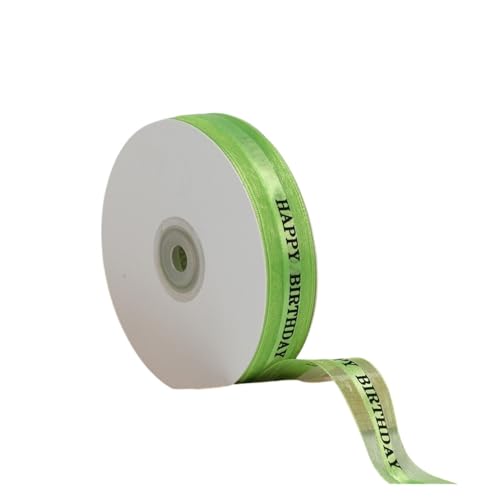 KJBDQQH Schleife 2,5 cm 100 Yards „Happy Birthday“ durchsichtiges Organzaband for Kuchenschachteln, Verpackung, Blumen, dekorative Schleife, DIY-Dekoration, Hochzeit(Color16) von KJBDQQH