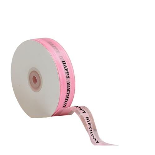 KJBDQQH Schleife 2,5 cm 100 Yards „Happy Birthday“ durchsichtiges Organzaband for Kuchenschachteln, Verpackung, Blumen, dekorative Schleife, DIY-Dekoration, Hochzeit(Color3) von KJBDQQH