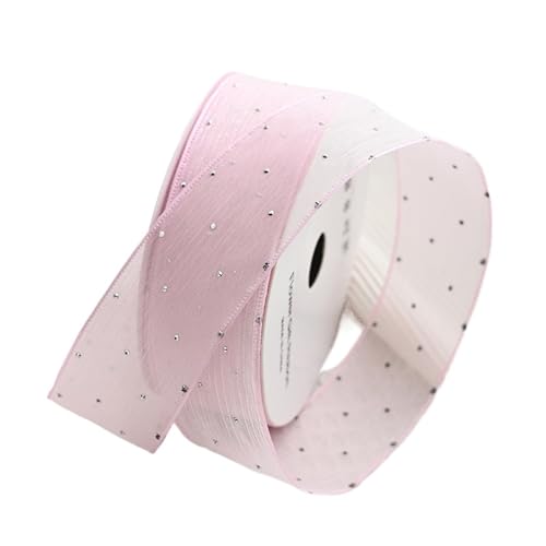KJBDQQH Schleife 20 Yards/Rolle 4 cm Strasssteine ​​Faltgarn Seidenbänder Blumen Kuchen Box Verpackungsmaterial Schleife DIY(Light pink) von KJBDQQH