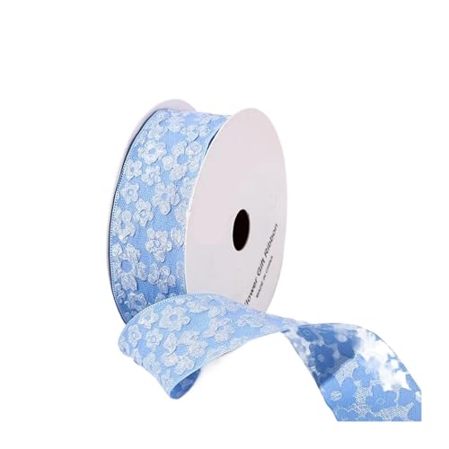 KJBDQQH Schleife 20 Yards 25/40 mm 3D-Blumen-Faltenprägungsband, DIY-Zubehör for Schleifen, Blumensträuße, Verpackung, Nähen, Kleidung, Materialien(Blue,40mm-20yards) von KJBDQQH