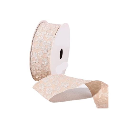 KJBDQQH Schleife 20 Yards 25/40 mm 3D-Blumen-Faltenprägungsband, DIY-Zubehör for Schleifen, Blumensträuße, Verpackung, Nähen, Kleidung, Materialien(Khaki,25mm-20yards) von KJBDQQH