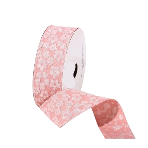 KJBDQQH Schleife 20 Yards 25/40 mm 3D-Blumen-Faltenprägungsband, DIY-Zubehör for Schleifen, Blumensträuße, Verpackung, Nähen, Kleidung, Materialien(Pink,40mm-20yards) von KJBDQQH