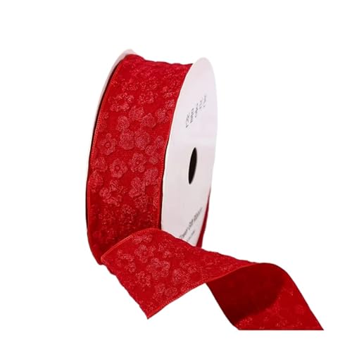 KJBDQQH Schleife 20 Yards 25/40 mm 3D-Blumen-Faltenprägungsband, DIY-Zubehör for Schleifen, Blumensträuße, Verpackung, Nähen, Kleidung, Materialien(Red,25mm-20yards) von KJBDQQH