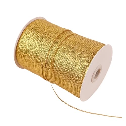 KJBDQQH Schleife 50 Meter 3,0 mm Gold Silber Glitzer Seidensatinband Party Zuhause Hochzeit Dekoration Verpackung Weihnachten Halloween DIY Material(Golden) von KJBDQQH