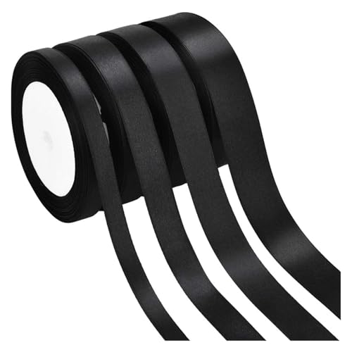 KJBDQQH Schleife 50 Yards 10mm-25mm Schleife Handgefertigtes schwarzes Satinband DIY Grosgrainbänder for Basteln Bänder Blumenkuchen Verpackungszubehör(1cm Black) von KJBDQQH