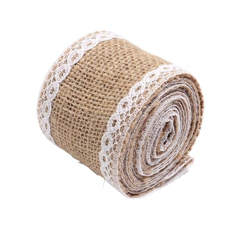 KJBDQQH Schleife 6 Yards Spitze Leinen Jutebänder Hochzeit Dekor DIY Handwerk Blumenstrauß Pack Party Dekor(Width 5.5cm 14) von KJBDQQH