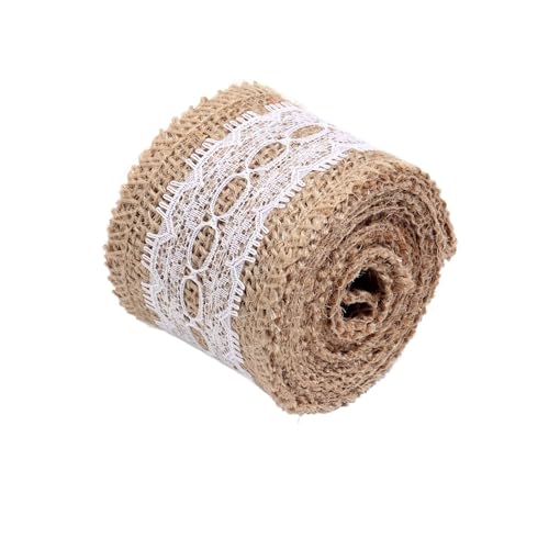 KJBDQQH Schleife 6 Yards Spitze Leinen Jutebänder Hochzeit Dekor DIY Handwerk Blumenstrauß Pack Party Dekor(Width 5cm 12) von KJBDQQH