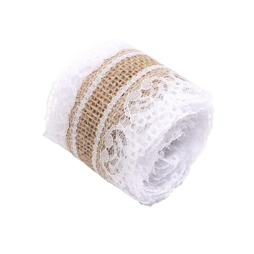 KJBDQQH Schleife 6 Yards Spitze Leinen Jutebänder Hochzeit Dekor DIY Handwerk Blumenstrauß Pack Party Dekor(Width 6cm 05) von KJBDQQH