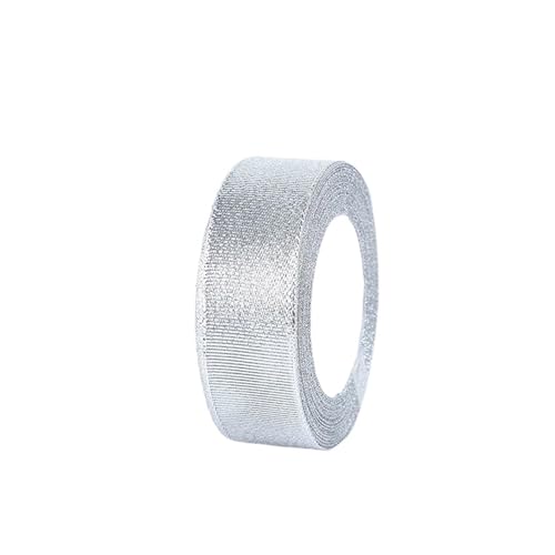 KJBDQQH Schleife 88 Meter Silber Gold Glitzer Seidensatinband DIY Festival Party Zuhause Hochzeit Dekoration Kuchenverpackung(Sliver,3cm) von KJBDQQH