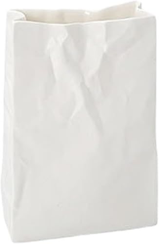 KJHONG Weiße Heimdekor-Vase, hohe Keramik, dekorativ mit plissierter Papiertüte, für Blumen, Pflanzen, Esszimmer KJHONG Weiße Heimdekor-Vase, hohe Keramik, dekorativ mit plissierter Papiertüte, für Blumen, Pflanzen, Esszimmer von KJHONG