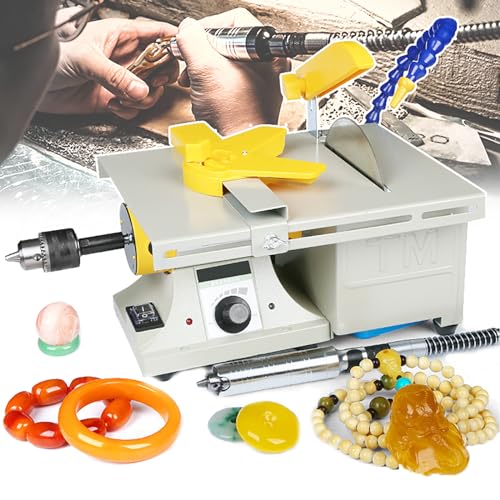 KJHYYPP 850W Rock Lapidary Buffer Polisher, Tischdrehmaschine Schneidemaschine, Edelsteinpolierer Schleifer Puffer Maschine, zum Schleifen Schneiden Bohren von KJHYYPP