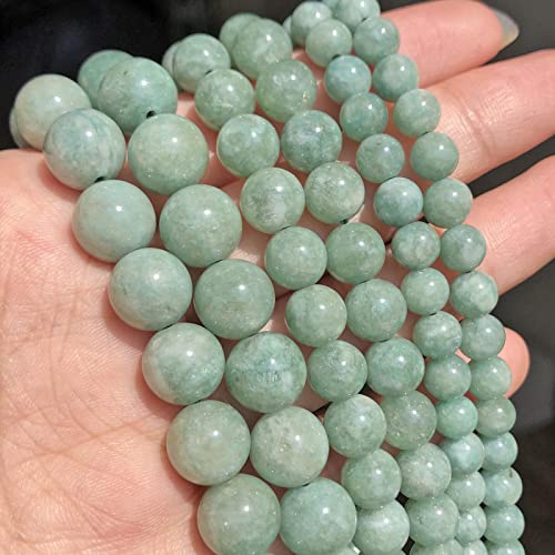 KJIHENSA Natürliche Jadeit-Perlen, Naturstein, grüne Burma-Jade, runde lose Perlen für die Schmuckherstellung, DIY-Armbänder, Halsketten, 10 mm, 36 Stück Perlen von KJIHENSA