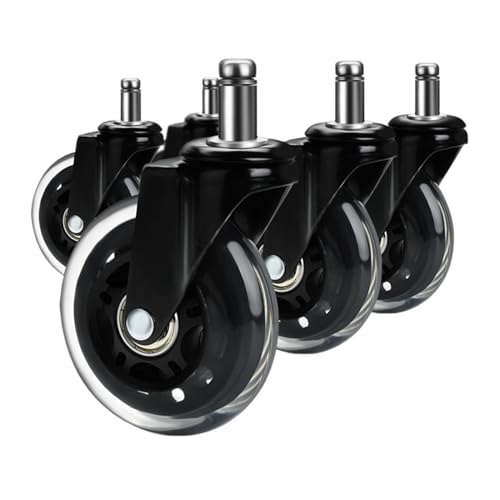 KJJFIPCXP 5er-Pack Bürostuhlrollen, 7,6 cm, drehbare Gummirollen, Ersatzrollen, weiche Sicherheitsrollen, Möbelbeschläge(10mm) von KJJFIPCXP