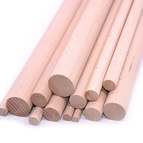 10 Stück Holzdübelstangen Holzstäbe Holzdübel for Basteln - unbehandelte runde Hartholzstäbe(2.5 * 30cm) von KJOLWHCQ