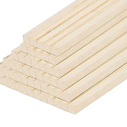 100 Stück Bambusstreifen, natürliche quadratische Holzdübelstangen, unbehandelte Bastelstäbe, Balsaholz for Holzarbeiten, Bastelarbeiten, Kunstprojekte, Modellbau, Dekorationen(4 * 4 * 200mm) von KJOLWHCQ