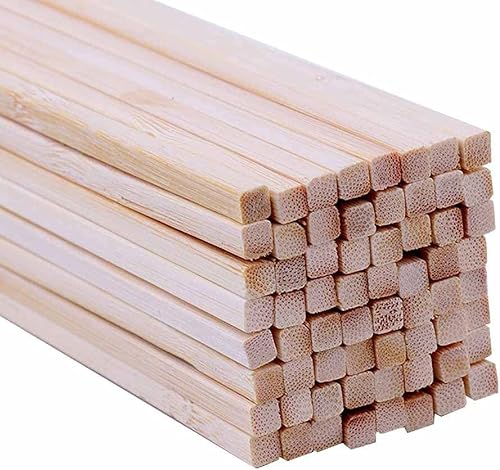Holzdübelstange – Länge 30 cm/11,8 Zoll, kleine quadratische Hartholzstäbe aus unbehandeltem Holz for Bastel- und Heimwerkerprojekte (50 Stück)(4 * 4mm) von KJOLWHCQ