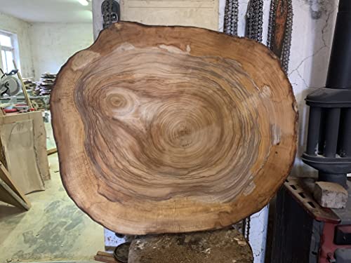 Baumscheibe, Holzscheibe Tischplatte Epoxidharz, Ulme ca 100/80/5 cm, geschliffen von KJR Holzmanufaktur
