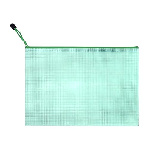 10 Stück, A3-Maschentasche mit Reißverschluss, 5 Farben, wasserdichte Aktentasche aus Kunststoff for Organisieren von Schul- und Bürobedarf, Kosmetika, Reisen(10PCS-Green) von KJUUQBZL