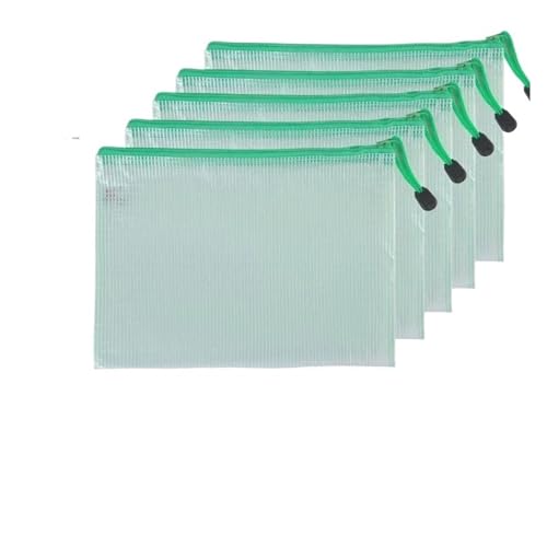 5 PCS A4 A5 A6 Dokumententasche Schreibwaren Aufbewahrungsordner Datei Mesh Reißverschlusstasche Reißverschluss Dateiordner Schulbürobedarf Stationär(5 PCS A4 Green Bags) von KJUUQBZL