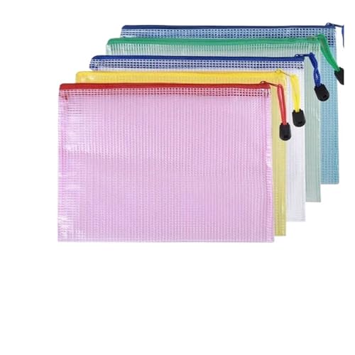 5 PCS A4 A5 A6 Dokumententasche Schreibwaren Aufbewahrungsordner Datei Mesh Reißverschlusstasche Reißverschluss Dateiordner Schulbürobedarf Stationär(5 PCS A4 Mix Bags) von KJUUQBZL