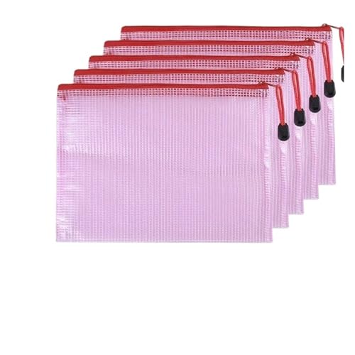 5 PCS A4 A5 A6 Dokumententasche Schreibwaren Aufbewahrungsordner Datei Mesh Reißverschlusstasche Reißverschluss Dateiordner Schulbürobedarf Stationär(5 PCS A4 Red Bags) von KJUUQBZL