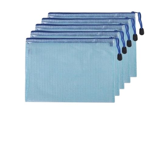 5 PCS A4 A5 A6 Dokumententasche Schreibwaren Aufbewahrungsordner Datei Mesh Reißverschlusstasche Reißverschluss Dateiordner Schulbürobedarf Stationär(5 PCS A5 Blue Bags) von KJUUQBZL
