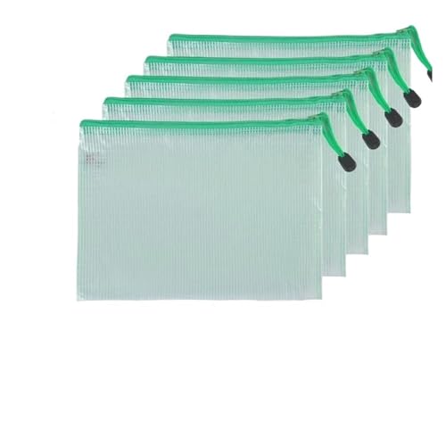 5 PCS A4 A5 A6 Dokumententasche Schreibwaren Aufbewahrungsordner Datei Mesh Reißverschlusstasche Reißverschluss Dateiordner Schulbürobedarf Stationär(5 PCS A5 Green Bags) von KJUUQBZL
