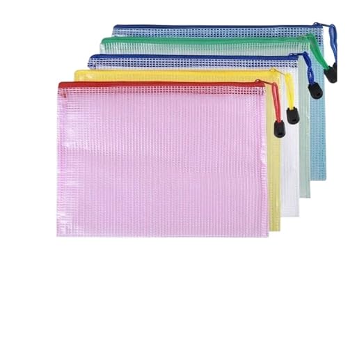 5 PCS A4 A5 A6 Dokumententasche Schreibwaren Aufbewahrungsordner Datei Mesh Reißverschlusstasche Reißverschluss Dateiordner Schulbürobedarf Stationär(5 PCS A5 Mix Bags) von KJUUQBZL