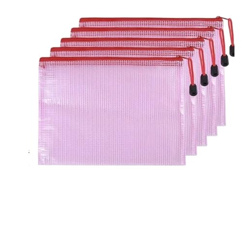 5 PCS A4 A5 A6 Dokumententasche Schreibwaren Aufbewahrungsordner Datei Mesh Reißverschlusstasche Reißverschluss Dateiordner Schulbürobedarf Stationär(5 PCS A5 Red Bags) von KJUUQBZL