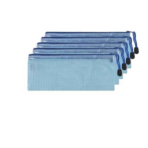 5 PCS A4 A5 A6 Dokumententasche Schreibwaren Aufbewahrungsordner Datei Mesh Reißverschlusstasche Reißverschluss Dateiordner Schulbürobedarf Stationär(5 PCS A6 Blue Bags) von KJUUQBZL