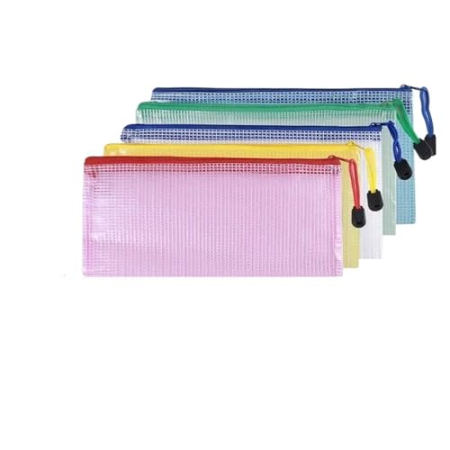 5 PCS A4 A5 A6 Dokumententasche Schreibwaren Aufbewahrungsordner Datei Mesh Reißverschlusstasche Reißverschluss Dateiordner Schulbürobedarf Stationär(5 PCS A6 Mix Bags) von KJUUQBZL