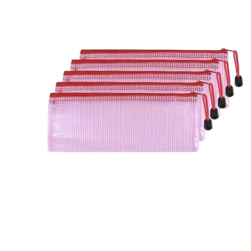 5 PCS A4 A5 A6 Dokumententasche Schreibwaren Aufbewahrungsordner Datei Mesh Reißverschlusstasche Reißverschluss Dateiordner Schulbürobedarf Stationär(5 PCS A6 Red Bags) von KJUUQBZL