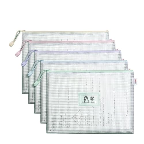 A4-Aktenaufbewahrungstaschen, Ordner, großes Fassungsvermögen, Gitter, wasserdichte Reißverschlusstasche, Büro, Studenten, Lehrbuch, Testpapier, Archivtasche(63482) von KJUUQBZL